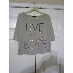 Annebelle Womens Top Size S Gray "Live To Love" Half Sleeve